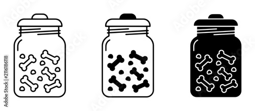 Canvastavla Dog Treat Jars, Bone Biscuits Collection, Pet Food Storage Icons, Simple Outline