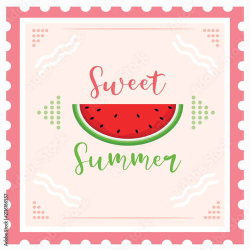 summer postage stamps postcard illustration
