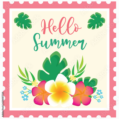 summer postage stamps postcard illustration