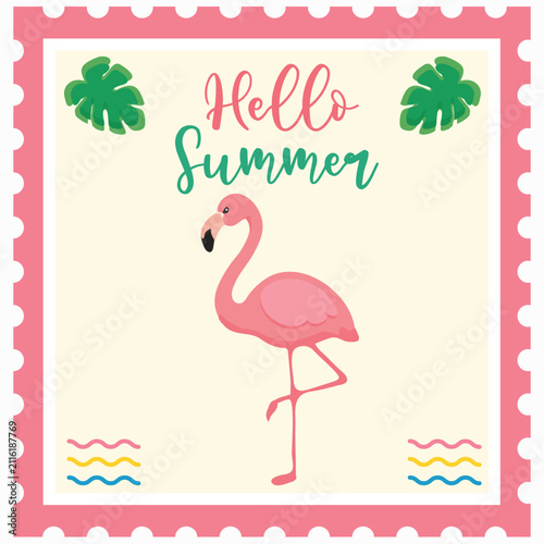 summer postage stamps postcard illustration