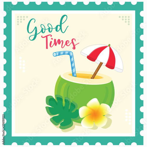 summer postage stamps postcard illustration