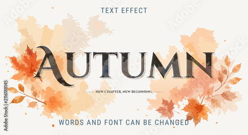 Konstfotografi autumn watercolor text effect editable eps cc