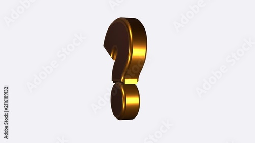 Golden 3D question mark on a white background