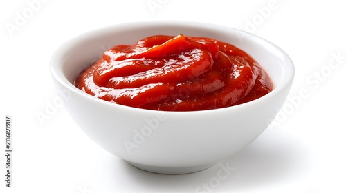 Rich Tomato Marinara Sauce in White Ceramic Bowl Isolated on White Background Food Photography