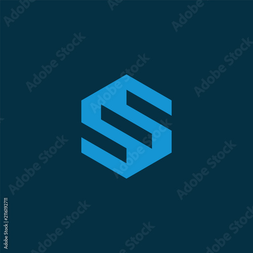 Minimalist Geometric Hexagon Negative Space Stairs Letter S Monogram Logo Design Concept
