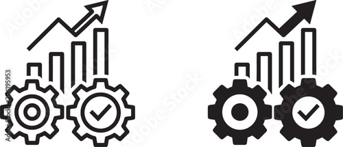 Business productivity and growth efficiency icons with business, productivity