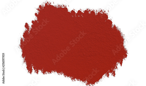 erracotta-colored blotch of paint or pigment is centrally displayed. The substance exhibits a rough, granular, and matte texture