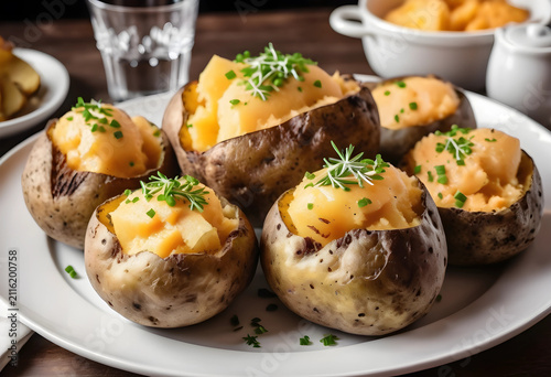 Baked potatoes filled with ...