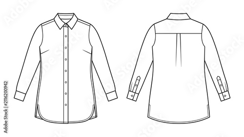 Women's Cold-Shoulder Denim Shirt Flat apparel CAD