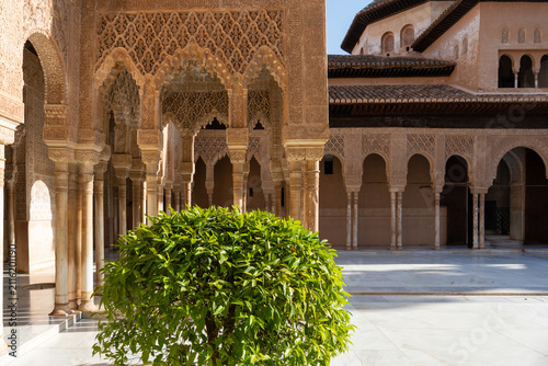 Court of the Lions within the Nasrid Palaces at the Alhambra in Granada, Spain