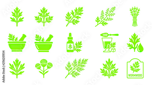 Herbal remedies and natural medicine icons