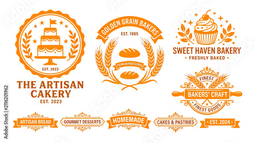 Orange Bakery Badges and Labels Set