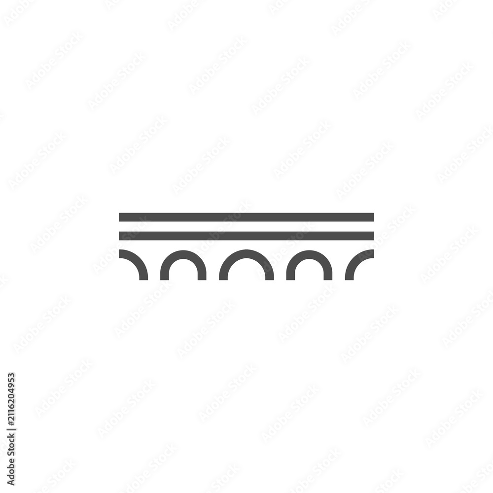 Fototapeta premium Minimalist bridge icon with arches and parallel lines.