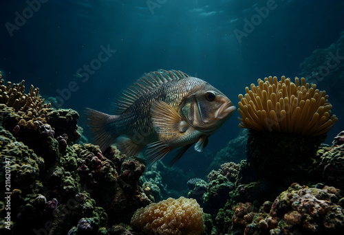 Large fish swimming near co...