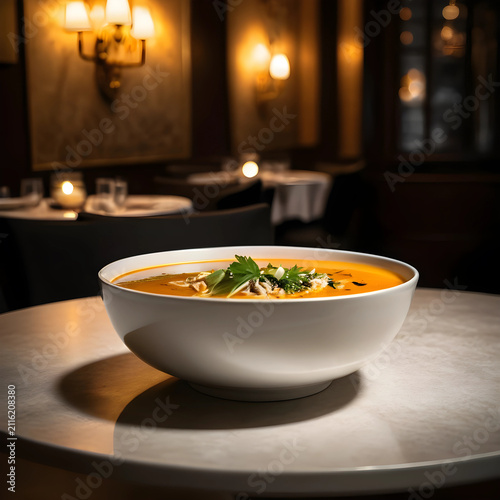 Creamy orange soup with fre...