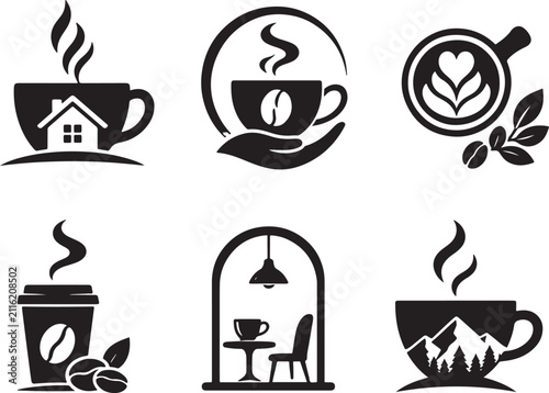 Modern Coffee Cafe Logo Collection Vector Illustrations
