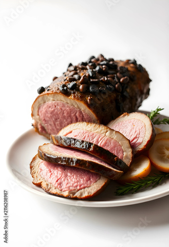 Roasted pork loin with a da...