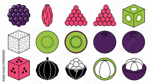 Geometric Fruit Collection with Unusual Shapes and Creative Design Elements