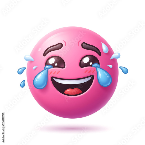 Canvastavla the laughing and enjoying emoji illustration of white background.