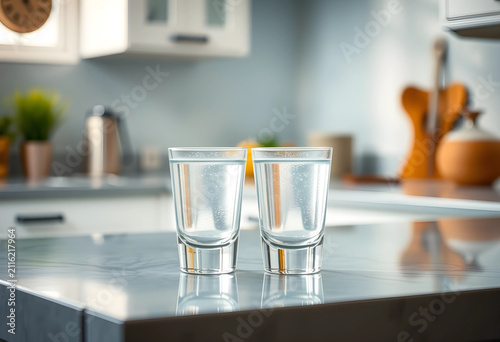 Two clear glasses filled wi...