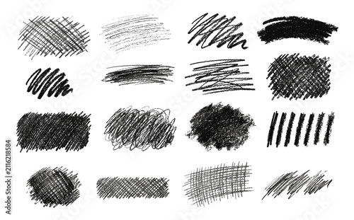 Hand drawn underline brush pencil, black paint brush and crayon textures