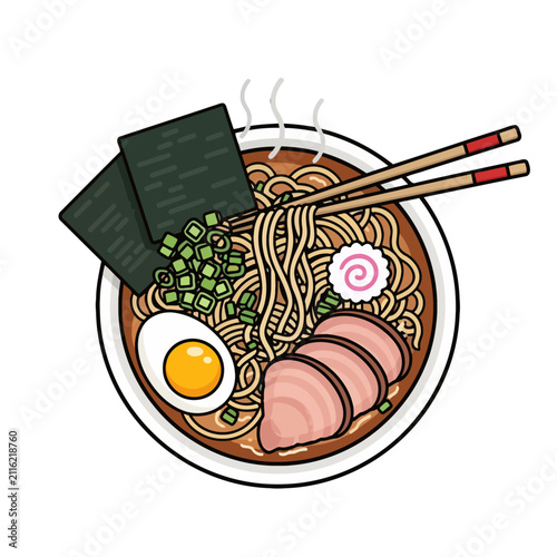 A steaming bowl of Japanese ramen with pork and egg