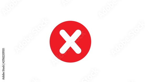 Red cross mark icon indicating a wrong answer isolated on white background