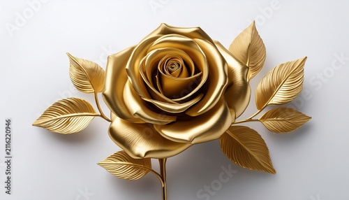a gold rose on white background