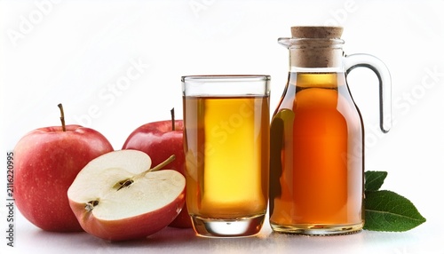 apple juice cider vinegar on white background