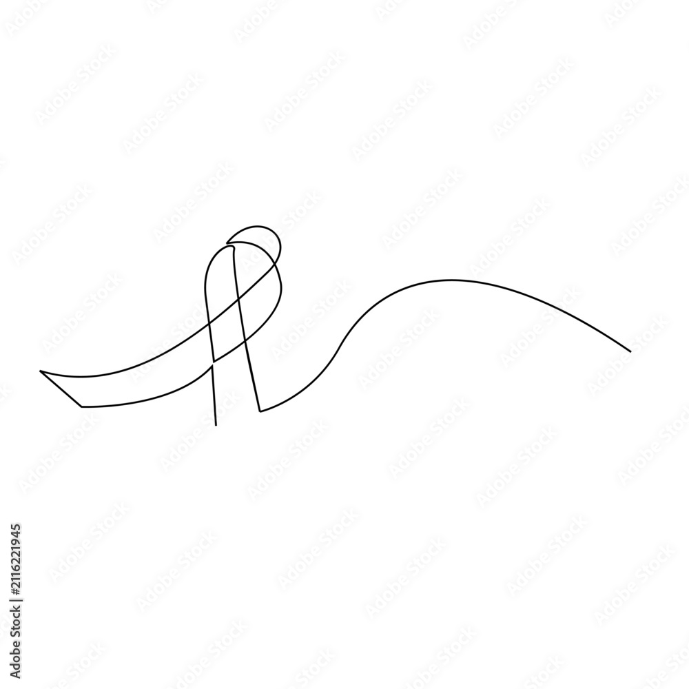 Obraz premium Continuous Line Drawing of Awareness Ribbon Symbol for Support and Solidarity