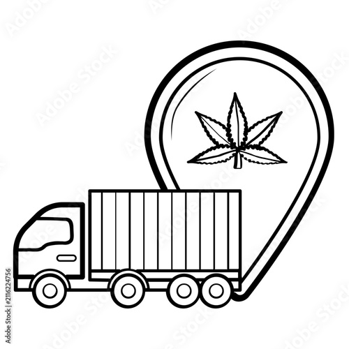 medical marijuana delivery service concept, cannabis supply chain management vector icon design, hemp delivery and logistics stock illustration
