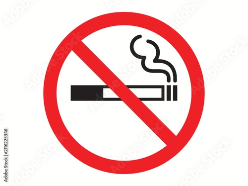 An isolated information sign icon universally symbolizing no smoking, effectively communicating a restriction on tobacco consumption in various environments and designated areas