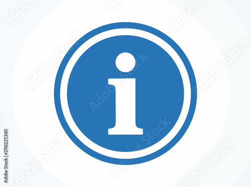 Blue information icon isolated on white background web button help and support symbol vector illustration