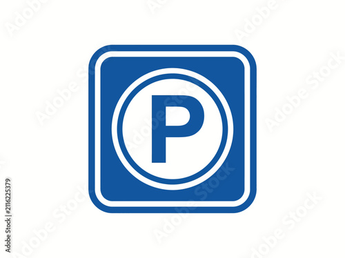 Blue and white parking sign symbol vector illustration isolated on white background
