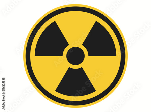 Flat illustration of a universal radiation hazard symbol, a clear warning sign for radioactive materials or dangerous areas, indicating potential exposure and requiring utmost caution