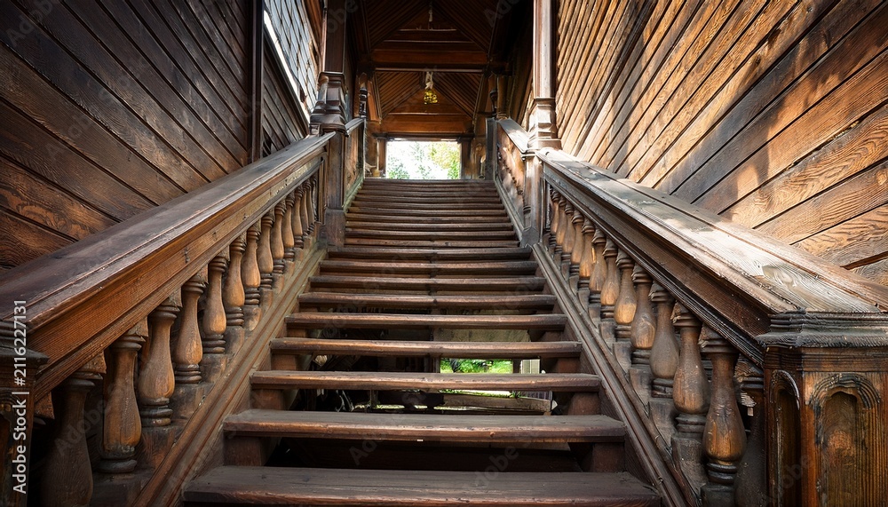 Fototapeta premium old wooden staircase
