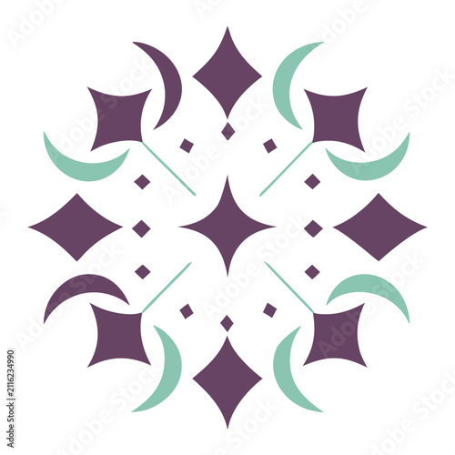 Geometric Mandala Ornament Vector Illustration With Purple And Teal Elements