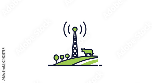 Obraz na plátně Cellular tower with signal waves emission.