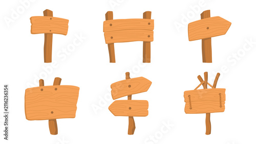 Bild auf Leinwand Wooden signpost set isolated on white background
