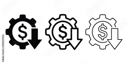 Cost optimization icon silhouette vector outline and line art