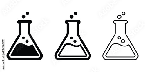 Fotografie Flask icon silhouette vector outline and line art
