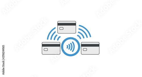 Foto Credit cards with wireless payment technology.