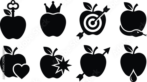 Quadro su tela Conceptual apple icon set featuring creative shapes metaphor symbols and story e