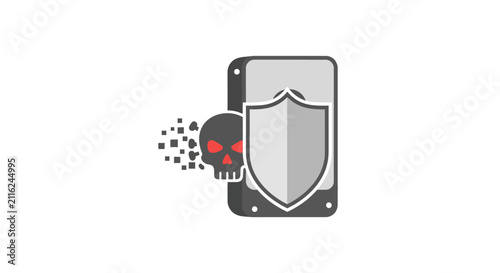 Fotografie Smartphone with shield and virus protection.