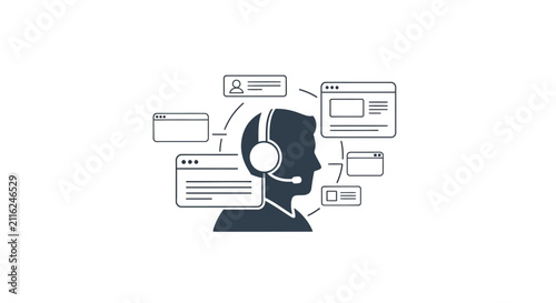 Customer service representative with headset.