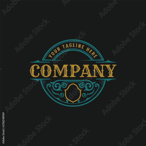 Vintage Retro Western Ornament Badge Logo Vector Illustration