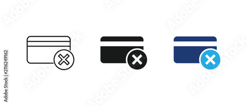Foto Failed payment icon, credit card cross mark declined symbol, error transaction rejected sign
