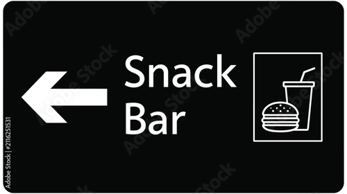 Snack icon bar black sign fast food left arrow with fastfood