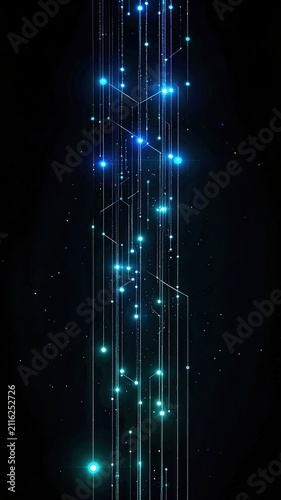 Futuristic technology background with a glowing digital data network connection.