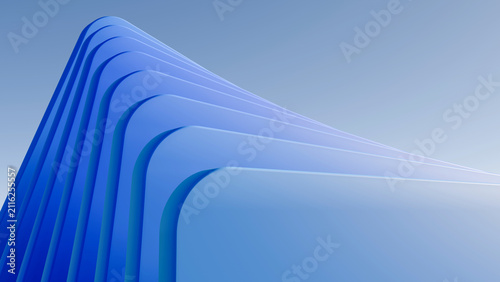 Konstfotografi Abstract 3D blue curved geometric background, perfect for presentation, technolo